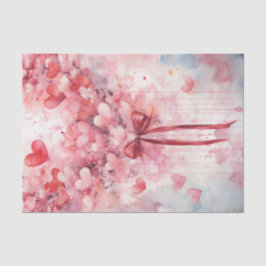 Valentine Rosa und Rotes Herz und Band Seidenpapier