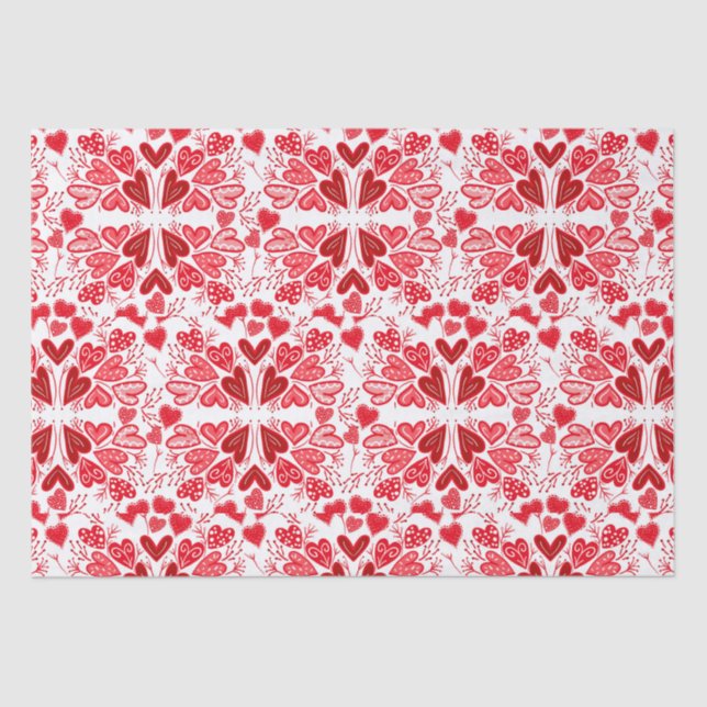 Valentine, Rosa und Weißes Herz Seidenpapier (Vorderseite)