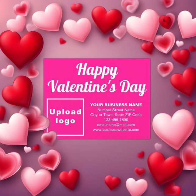 Valentine Rosa Urlaub Postkarte (Business Valentine pink holiday postcard to advertise your business this Valentine's Day.)