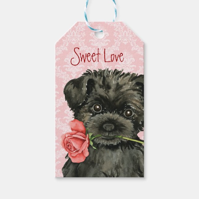 Valentine Rose Affenpinscher Geschenkanhänger (Vorderseite)