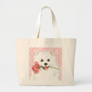 Valentine Rose American Eskimo Dog Jumbo Stoffbeutel