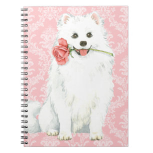 Valentine Rose American Eskimo Dog Notizblock