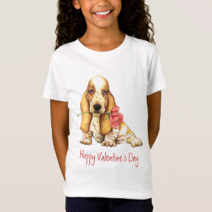Valentine Rose Basset T-Shirt