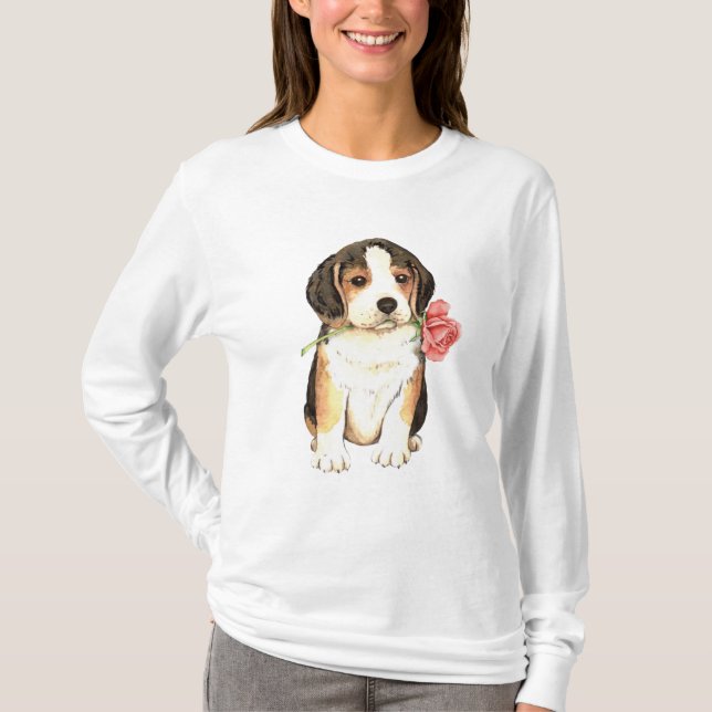 Valentine Rose Beagle T-Shirt (Vorderseite)