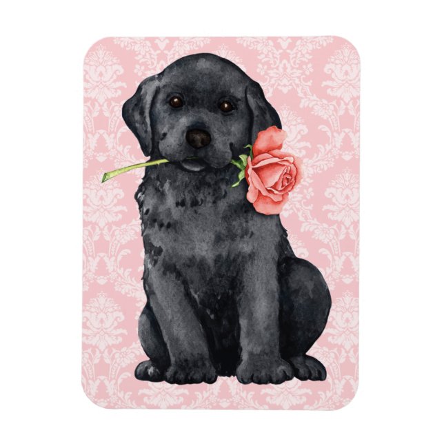 Valentine Rose Black Lab Magnet (Vertikal)