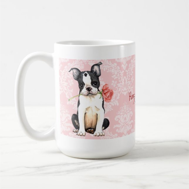 Valentine Rose Boston Terrier Kaffeetasse (Links)