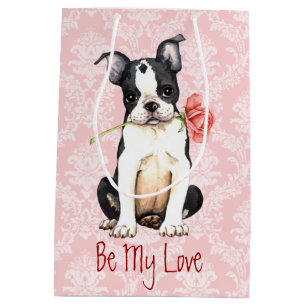 Valentine Rose Boston Terrier Mittlere Geschenktüte