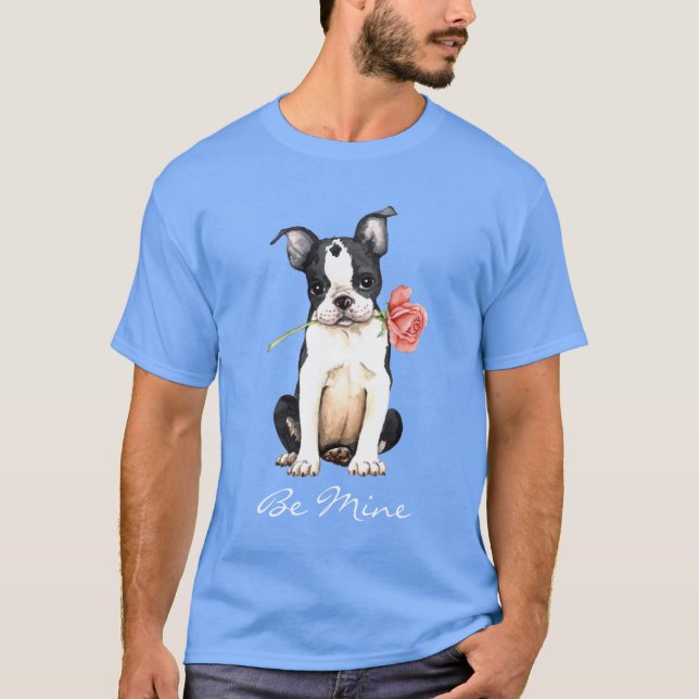 Valentine Rose Boston Terrier T - Shirt (Vorderseite)