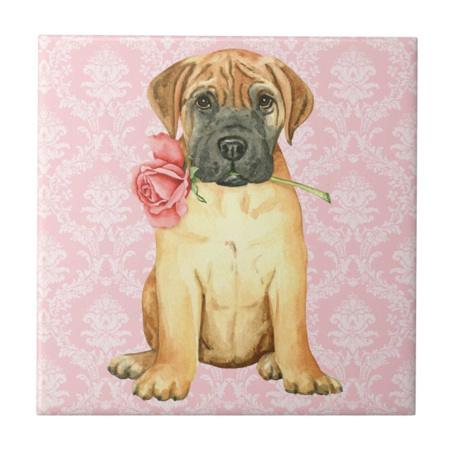 Valentine Rose Bullmastiff Tile Fliese (Vorderseite)