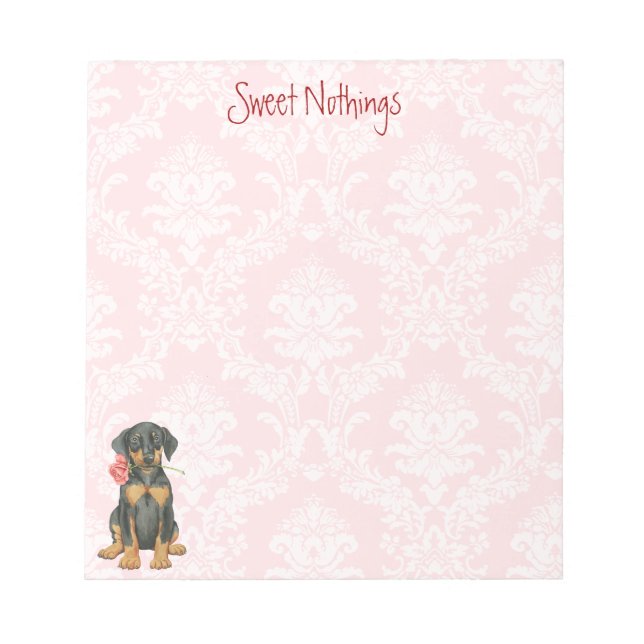 Valentine Rose Doberman Notizblock (Vorderseite)