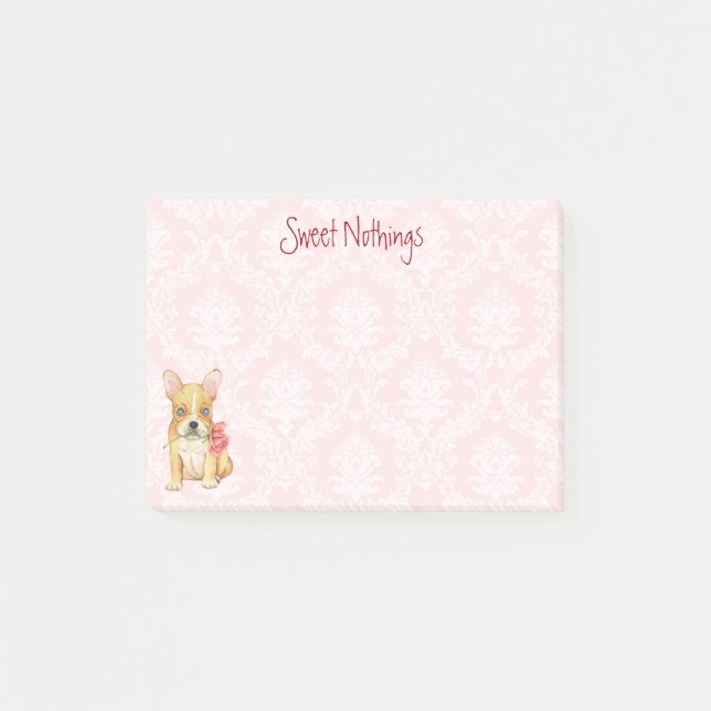 Valentine Rose Frenchie Post-it Klebezettel (Vorderseite)