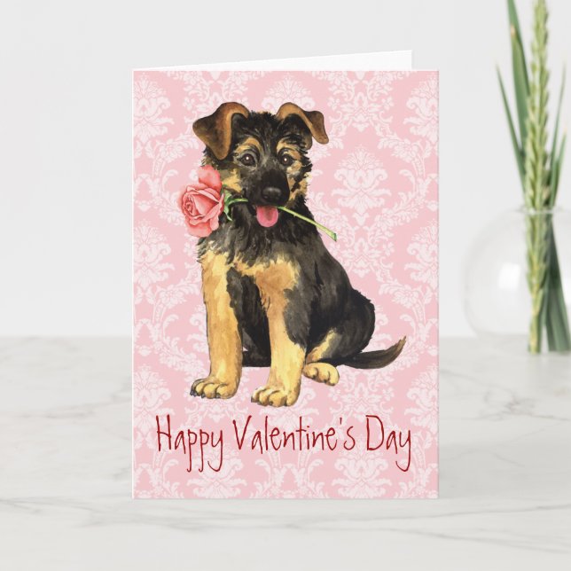 Valentine Rose GSD Feiertagskarte (Vorderseite)