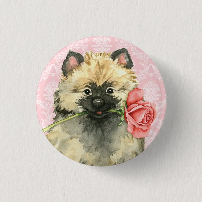 Valentine Rose Keeshond Button (Vorderseite)