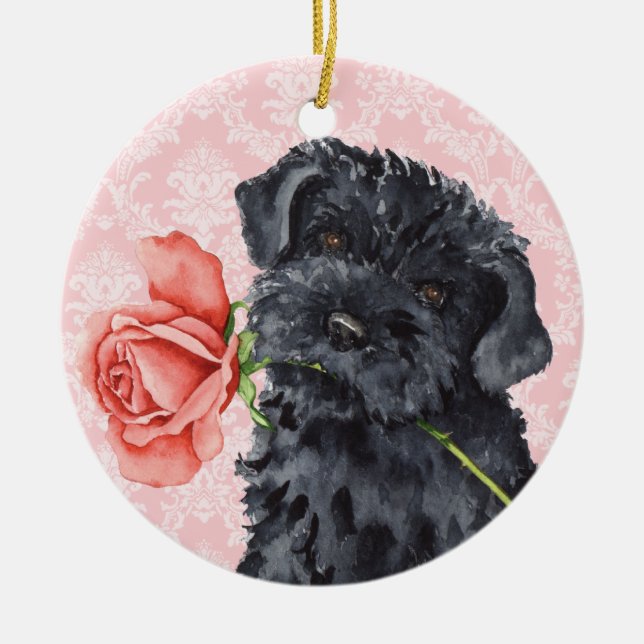 Valentine Rose Kerry Blue Terrier Keramikornament (Vorne)