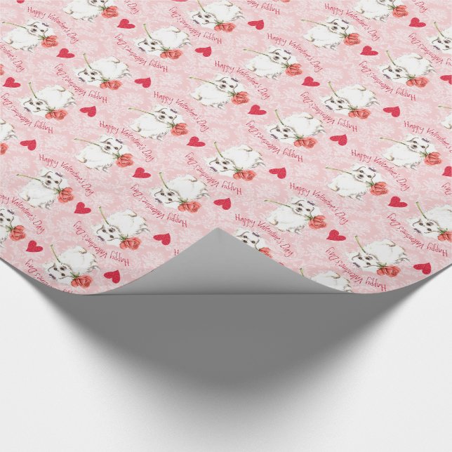 Valentine Rose Maltesisch Geschenkpapier (Ecke)