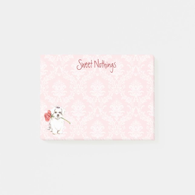 Valentine-Rose maltesisch Post-it Klebezettel (Vorderseite)