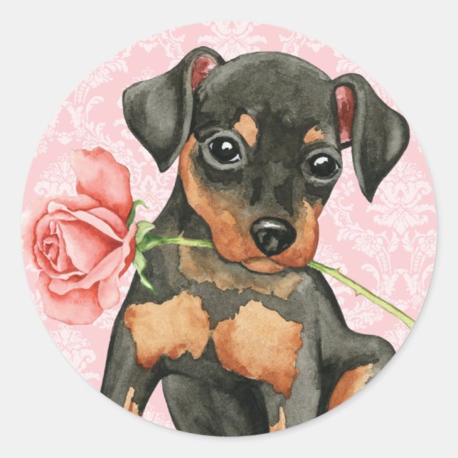 Valentine Rose Min Button Runder Aufkleber (Vorderseite)