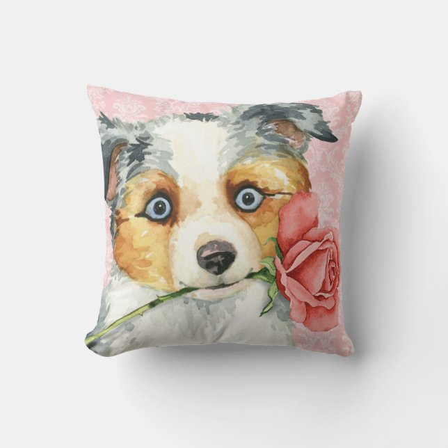 Valentine Rose Mini American Shepherd Kissen (Vorderseite)