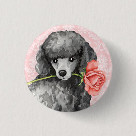 Valentine Rose Miniatur Poodle Button