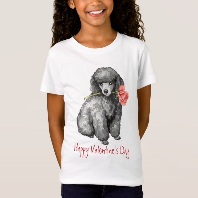 Valentine Rose Miniatur Poodle T-Shirt (Vorderseite)