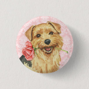 Valentine Rose Norfolk Terrier Button