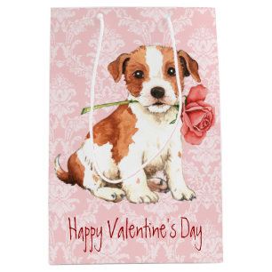 Valentine Rose Parson Russell Terrier Mittlere Geschenktüte