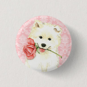 Valentine Rose Samoyed Button