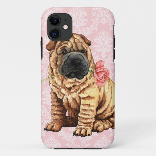 Valentine Rose Shar-Pei Case-Mate iPhone Hülle (Rückseite)