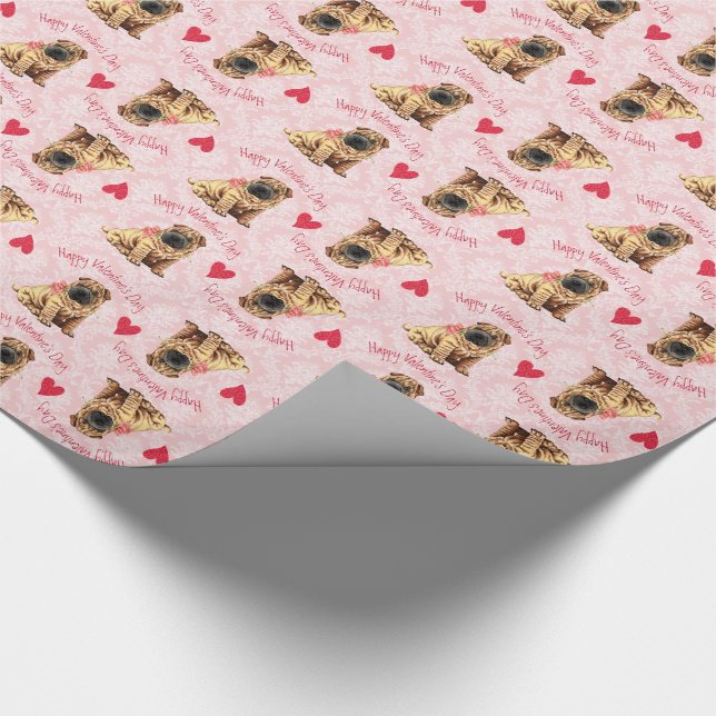 Valentine Rose Shar-Pei Geschenkpapier (Ecke)
