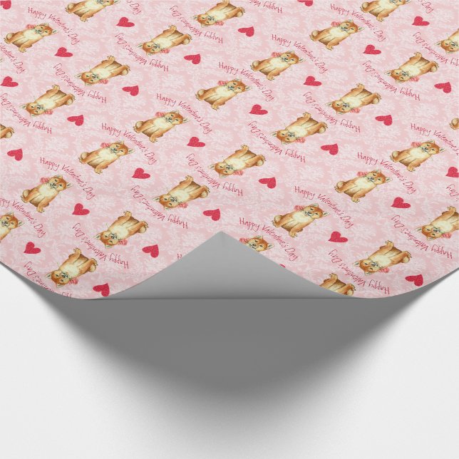Valentine Rose Shiba Inu Geschenkpapier (Ecke)