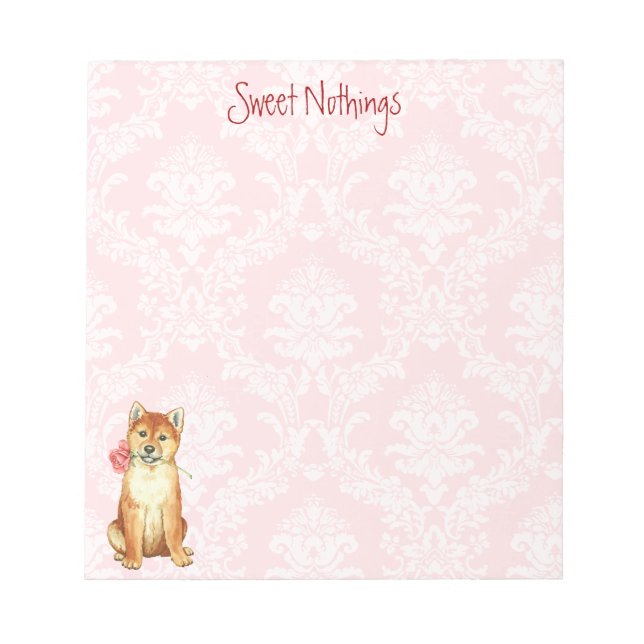 Valentine Rose Shiba Inu Notizblock (Vorderseite)