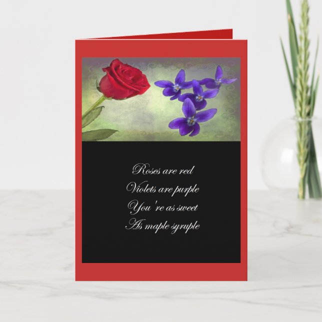 Valentine - Rose sind rot, Violette Lila Karte (Vorderseite)