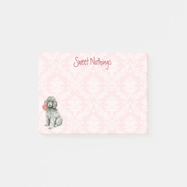 Valentine Rose Standard Poodle Post-it Klebezettel (Vorderseite)