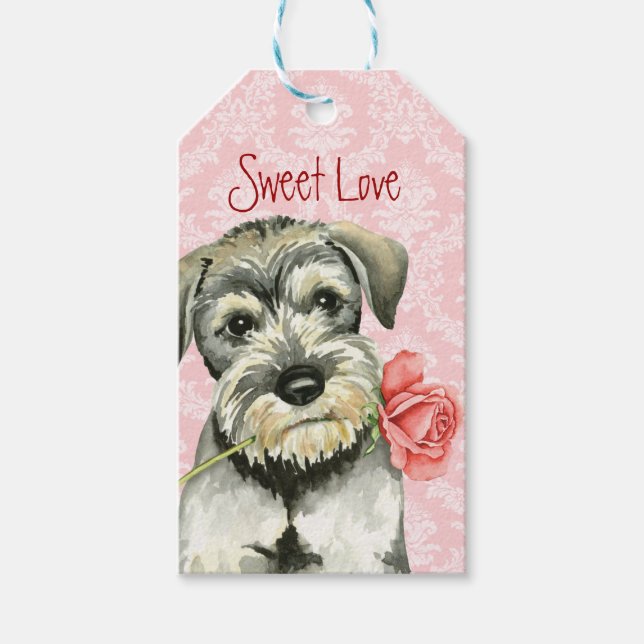 Valentine Rose Standard Schnauzer Geschenkanhänger (Vorderseite)