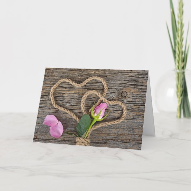 Valentine Rose und Rope Hearts Feiertagskarte (Vorderseite)
