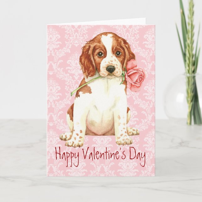 Valentine Rose Welshie Feiertagskarte (Vorderseite)