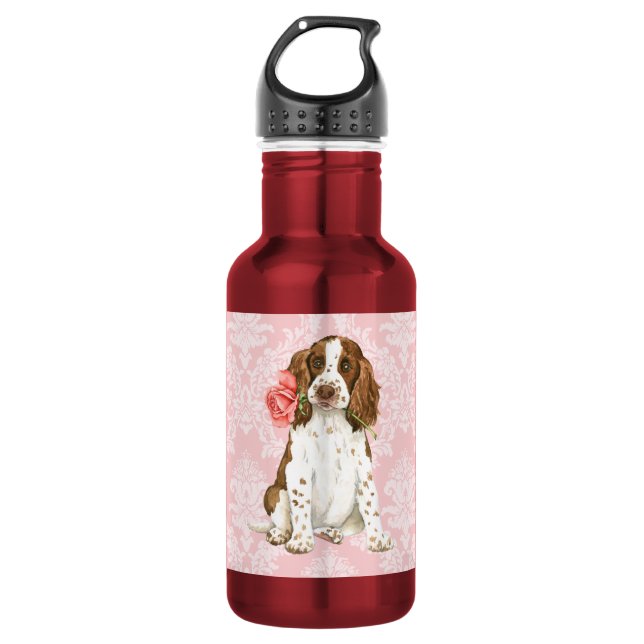 Valentine-Roseenglischer Springer Edelstahlflasche (Vorderseite)