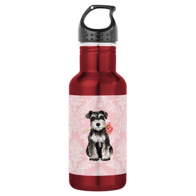 Valentine-RoseminiSchnauzer Trinkflasche (Vorderseite)