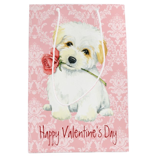 Valentine-Rosen-Baumwolle de Tulear Mittlere Geschenktüte (Vorderseite)