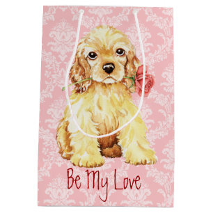 Valentine-Rosen-Cockerspaniel Mittlere Geschenktüte