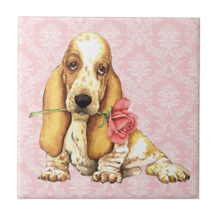 Valentine-Rosen-Dachshund Fliese