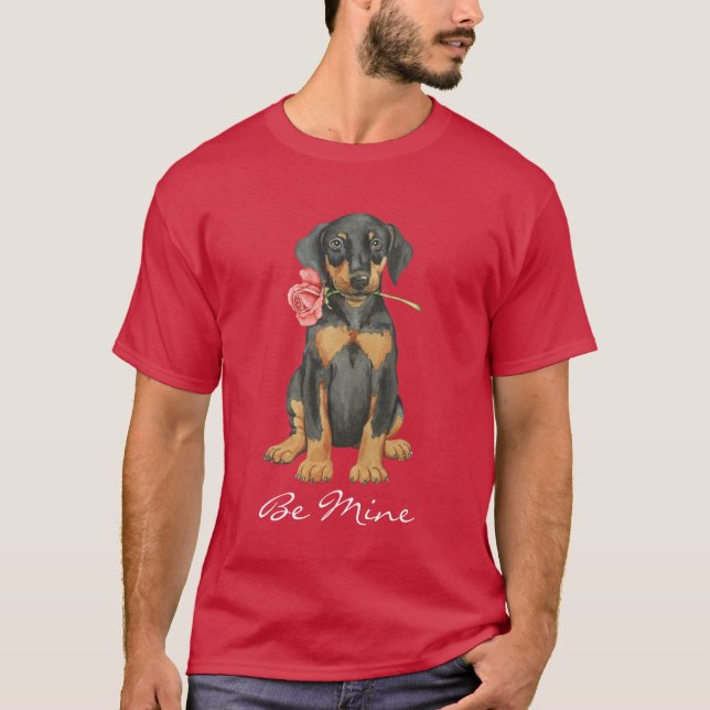 Valentine-Rosen-Dobermann T-Shirt (Vorderseite)