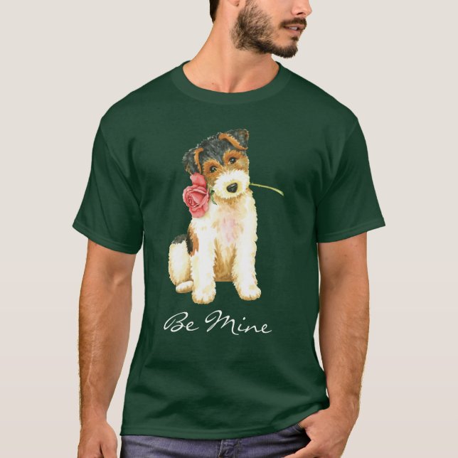 Valentine-Rosen-Drahtfox-Terrier T-Shirt (Vorderseite)