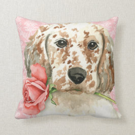 Valentine-Rosen-englischer Setzer Kissen