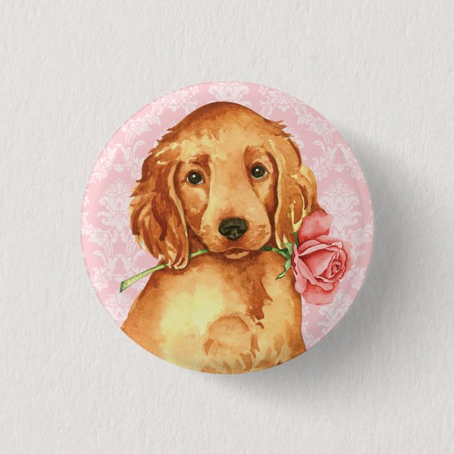 Valentine-Rosen-Irischer Setter Button (Vorderseite)