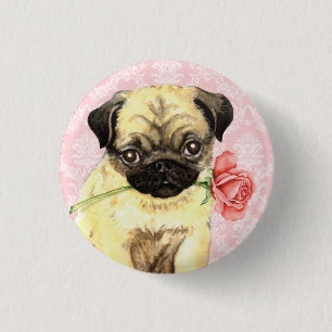 Valentine-Rosen-Mops Button