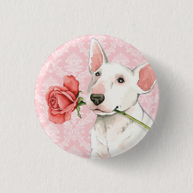 Valentine-Rosen-Stier-Terrier Button (Vorderseite)
