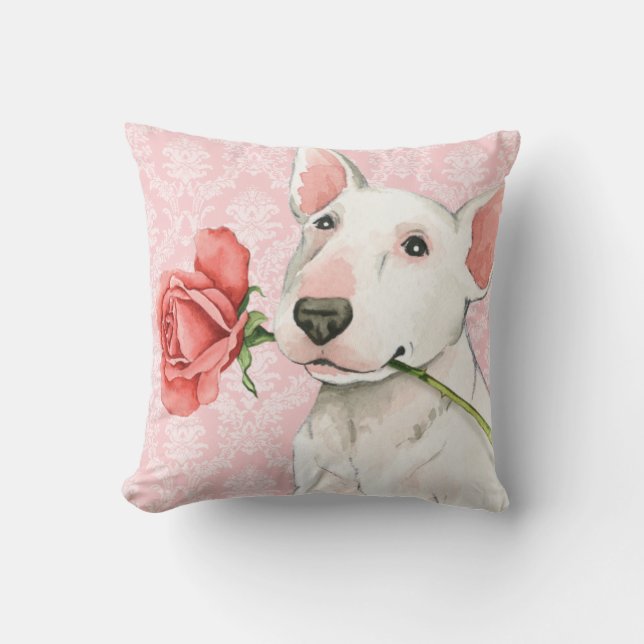 Valentine-Rosen-Stier-Terrier Kissen (Vorderseite)