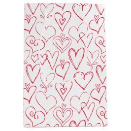Valentine Rotdoodle Herz Muster Mittlere Geschenktüte