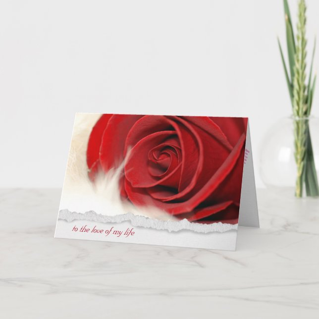 Valentine-rote Rose auf Pelzen Feiertagskarte (Vorderseite)